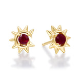 Sunny 14K Yellow Gold Round-Cut Mozambique Ruby Earring