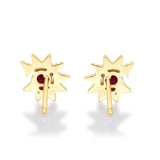 Sunny 14K Yellow Gold Round-Cut Mozambique Ruby Earring
