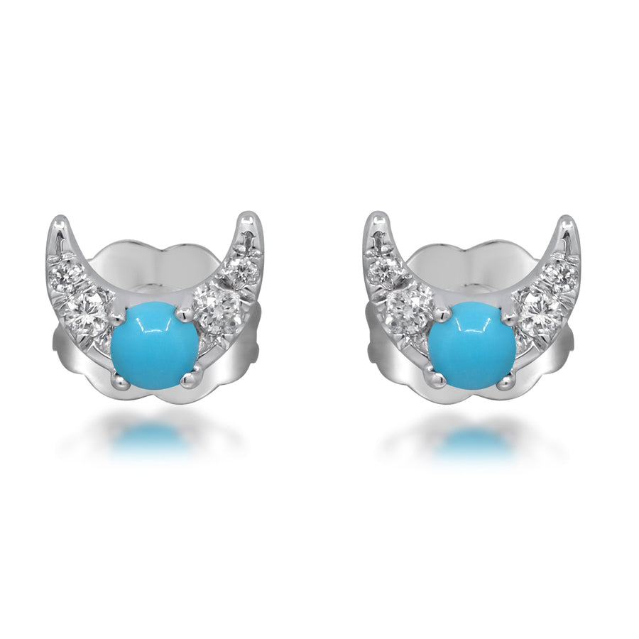 Athena 10K White Gold Round-Cut Arizona Turquoise Earring