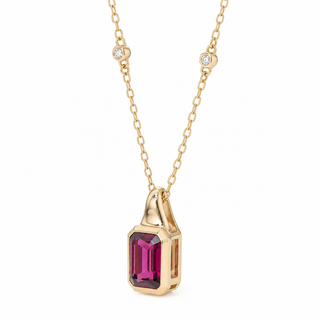 Valerie 14K Yellow Gold Emerald-Cut Rhodolite Garnet Pendant
