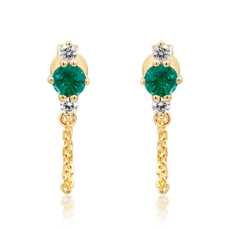 Amayah 14K Yellow Gold Round-Cut Natural Zambian Emerald Earrings