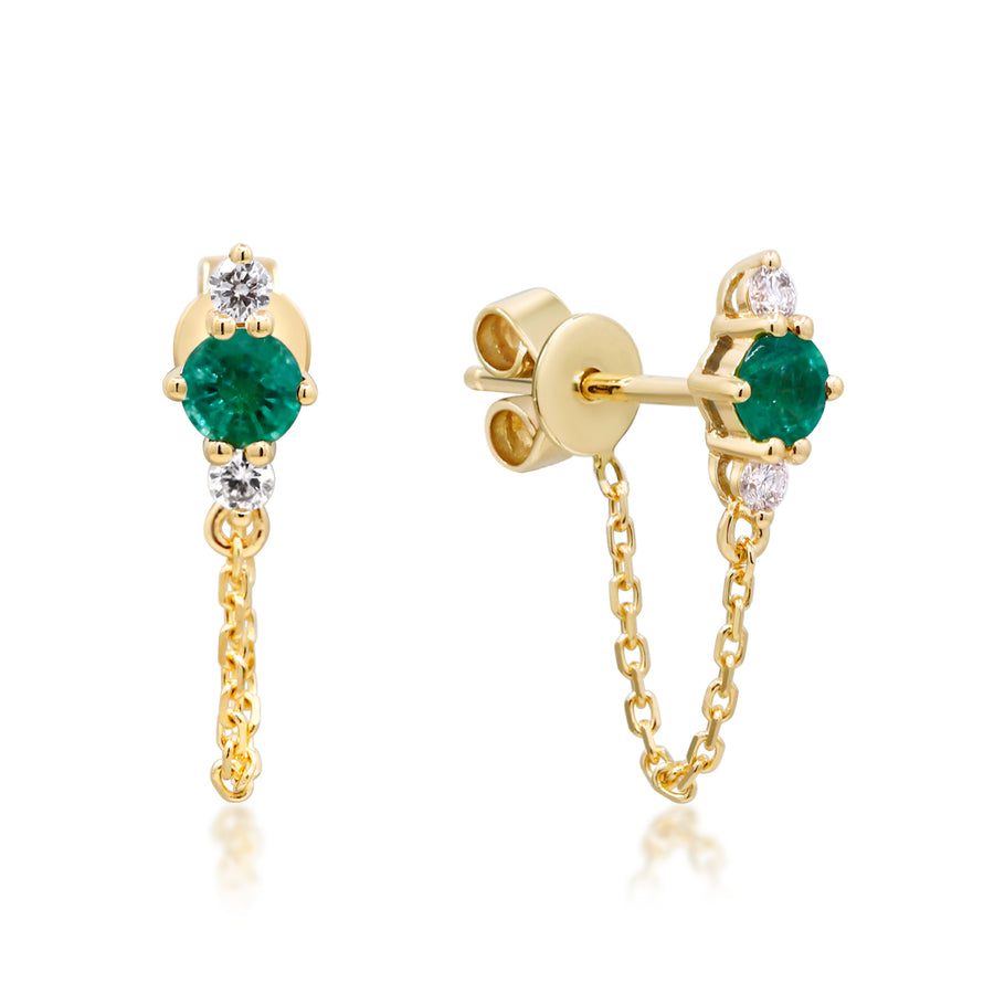 Amayah 14K Yellow Gold Round-Cut Natural Zambian Emerald Earrings