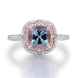 Zoey 14K Two Tone Gold Cushion-Cut Brazilian Aquamarine Ring