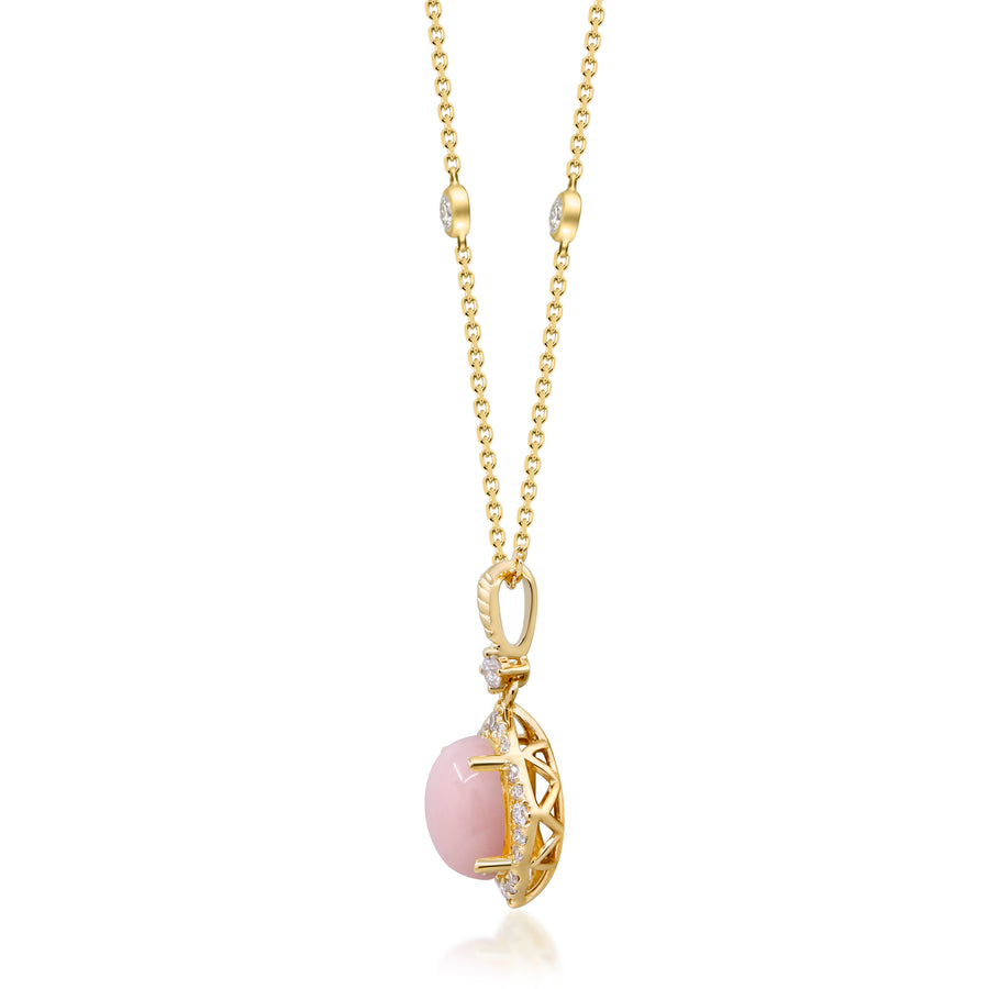 Brooklyn 14K Yellow Gold Oval-Cut Peruvian Pink Opal Pendant