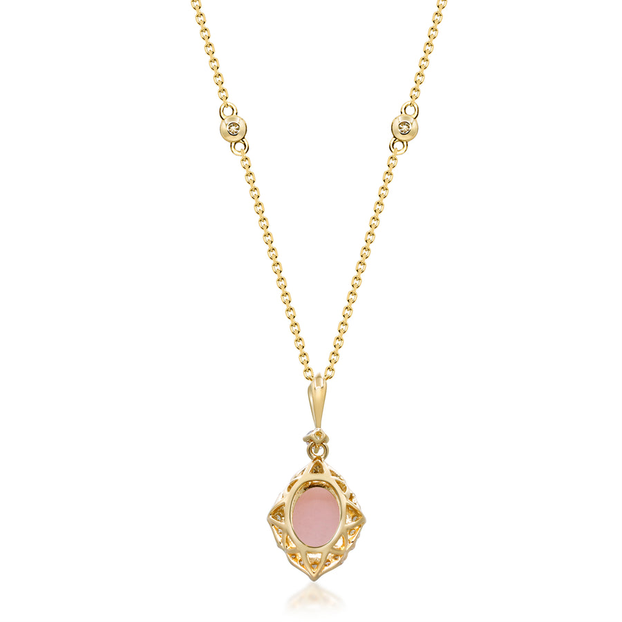 Brooklyn 14K Yellow Gold Oval-Cut Peruvian Pink Opal Pendant