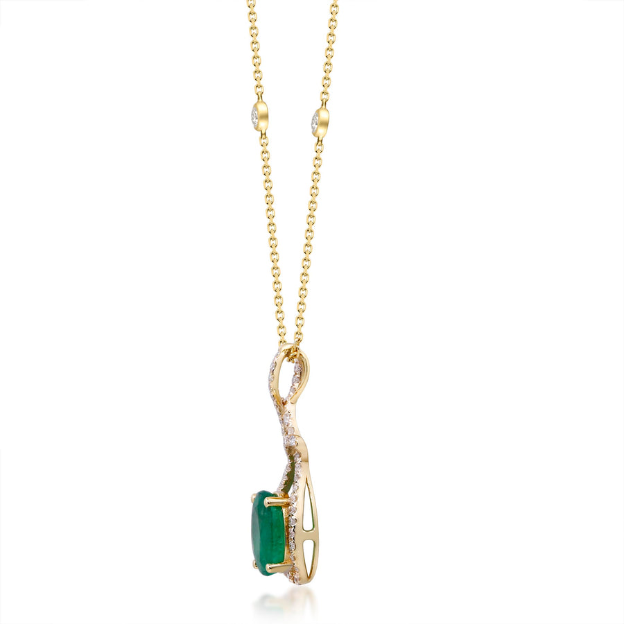 Amelie 14K Yellow Gold Oval-Cut Natural Zambian Emerald Pendant