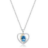 Golden Heart Swiss Blue Topaz Pendant