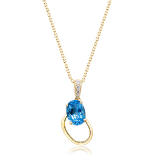 Kennedi 14K Yellow Gold Oval-Cut Swiss Blue Topaz Pendant