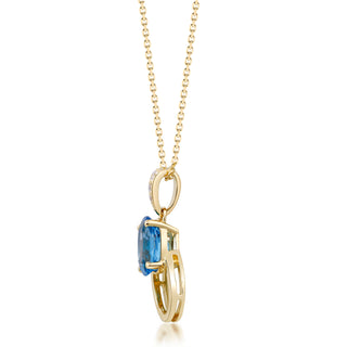 Kennedi 14K Yellow Gold Oval-Cut Swiss Blue Topaz Pendant