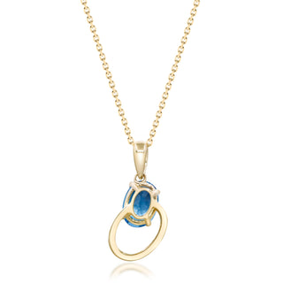 Kennedi 14K Yellow Gold Oval-Cut Swiss Blue Topaz Pendant