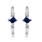 Liliana 14K White Gold Square-Cut Blue Sapphire Earrings