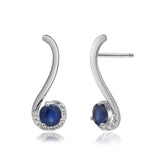 Vivian 14K White Gold Round-Cut Blue Sapphire Earrings