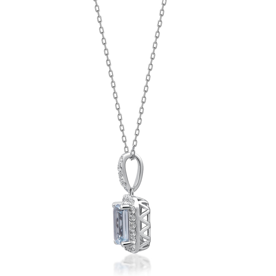 Nora 14K White Gold Emerald-Cut Brazilian Aquamarine Pendant