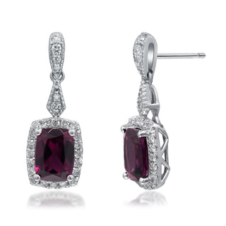 Valerie 14K White Gold Cushion-Cut Rhodolite Garnet Earrings