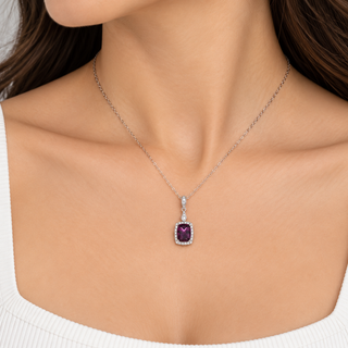 Valerie 14K White Gold Cushion-Cut Rhodolite Garnet Pendant