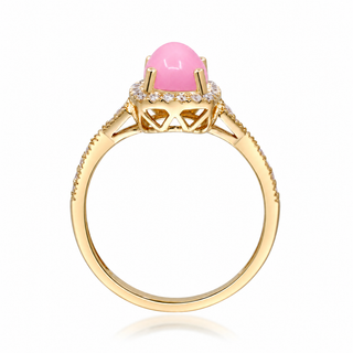 Tracy 14K Yellow Gold Cushion-Cab Pink Opal Ring