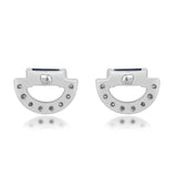 Ruby 14K White Gold Baguette-Cut Blue Sapphire Earrings