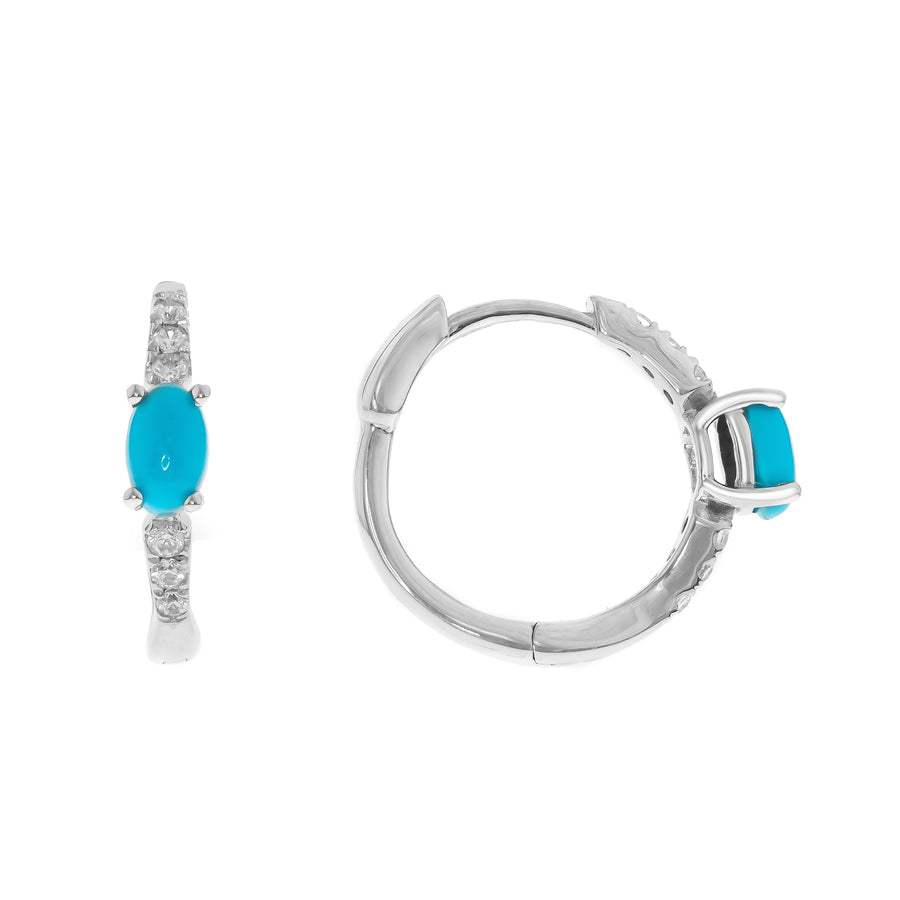 Cooper 10K White Gold Oval-Cut Arizona Turquoise Earring