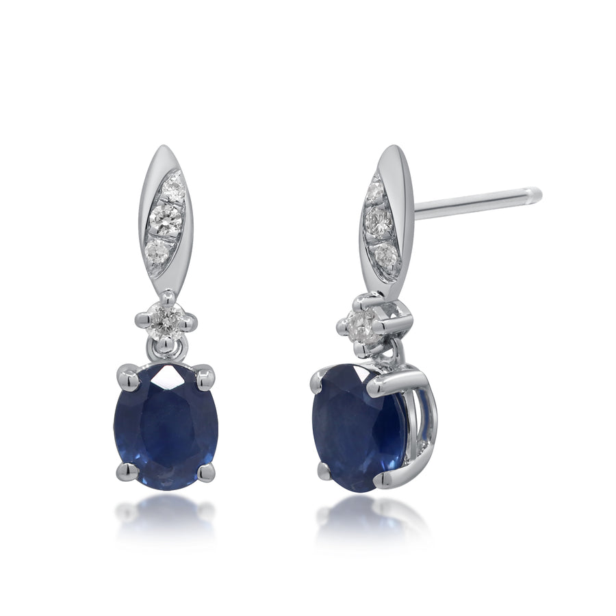 Nova 14K White Gold Oval-Cut Ceylon Blue Sapphire Earrings