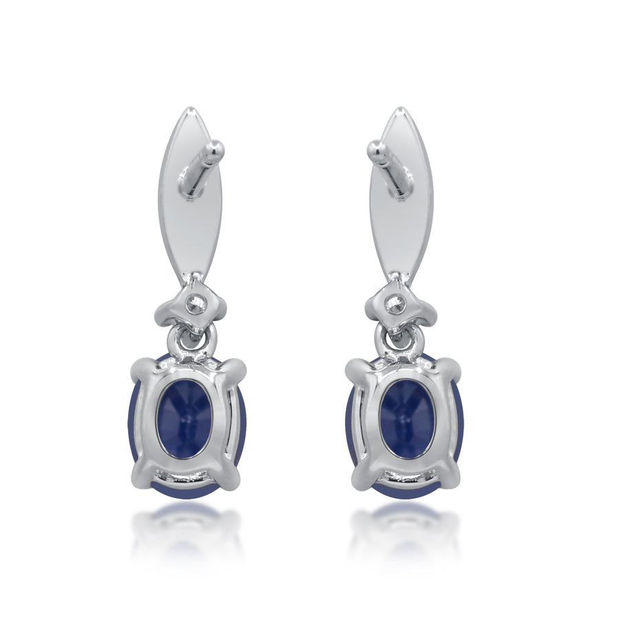 Nova 14K White Gold Oval-Cut Ceylon Blue Sapphire Earrings