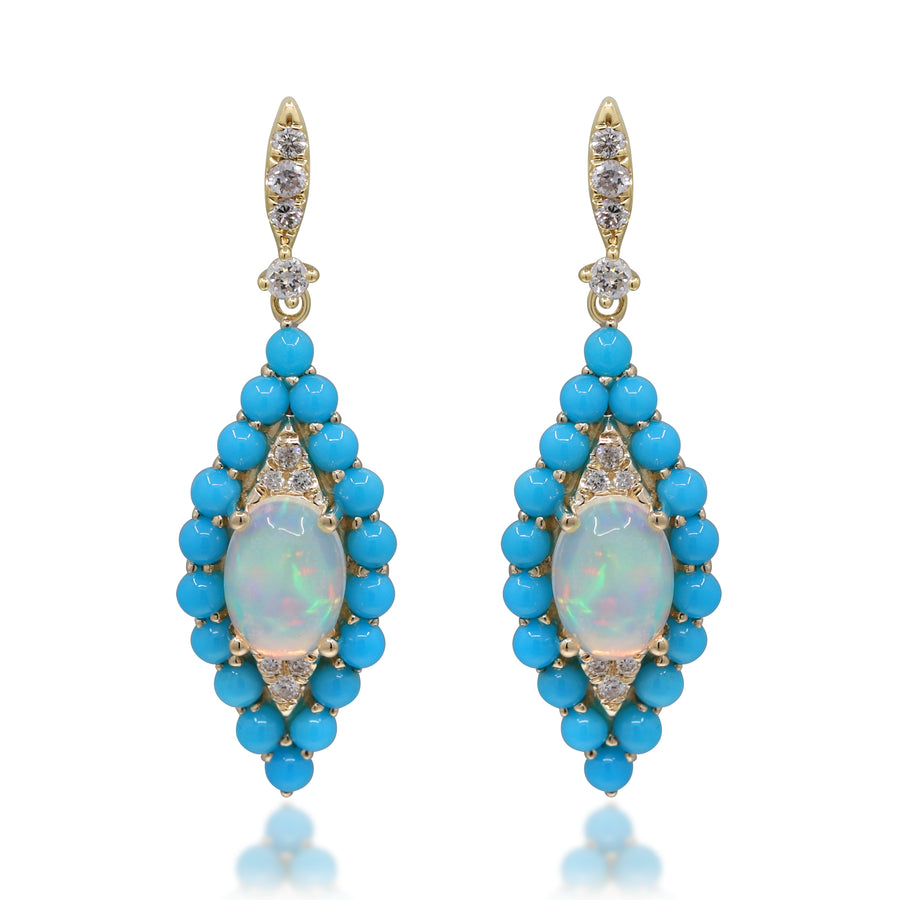 Ada 14K Yellow Gold Oval-Cut African Opal Earrings