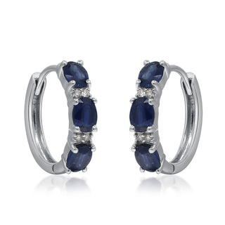 Elena 14K White Gold Oval-Cut Blue Sapphire Earrings
