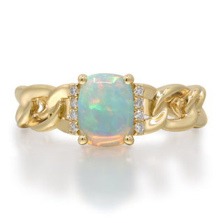 Maya 14K Yellow Gold Round-Cut Ethiopian Opal Ring