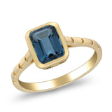 Ainoi 10K Yellow Gold Emerald-Cut Brazilian London Blue Topaz Ring