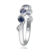 Hallie 10K White Gold Round-Cut Blue Sapphire Ring