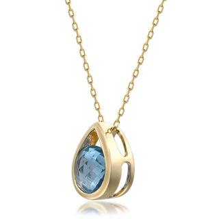 Valerie 14K Yellow Gold Round-Cut Swiss Blue Topaz Pendant