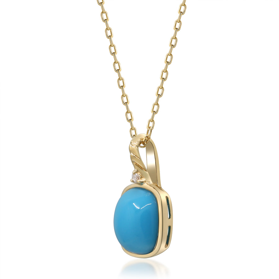 Savannah 10K Yellow Gold Cushion-Cut Arizona Turquoise Pendant