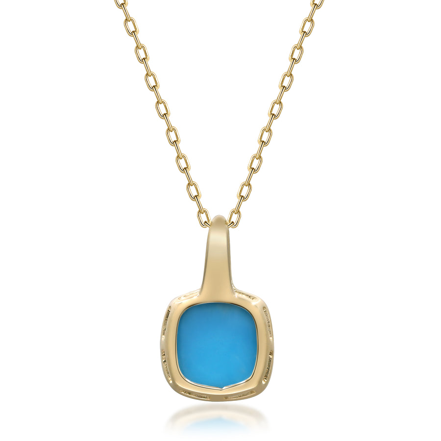 Savannah 10K Yellow Gold Cushion-Cut Arizona Turquoise Pendant