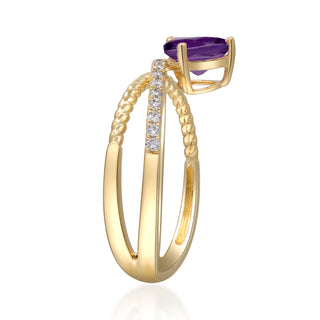Skylar 10K Yellow Gold Pear-Cut Amethyst Ring