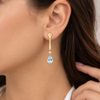 Sage 10K Yellow Gold Pear-Cut Aquamarine Earring