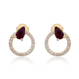 Mindy 14K Yellow Gold Pear-Cut Mozambique Ruby Earring
