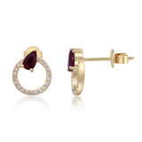 Mindy 14K Yellow Gold Pear-Cut Mozambique Ruby Earring