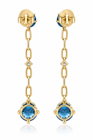 Gabriel 10K Yellow Gold Round-Cut Brazilian London Blue Topaz Earrings