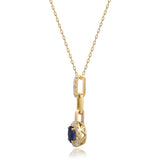 Iris 14K Yellow Gold Oval-Cut Blue Sapphire Pendant