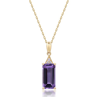 Valerie 10K Yellow Gold Emerald-Cut Pink Amethyst Pendant