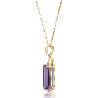 Valerie 10K Yellow Gold Emerald-Cut Pink Amethyst Pendant