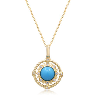 Savannah 14K Yellow Gold Round-Cut Arizona Turquoise Pendant