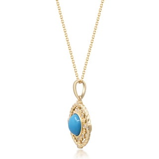 Savannah 14K Yellow Gold Round-Cut Arizona Turquoise Pendant