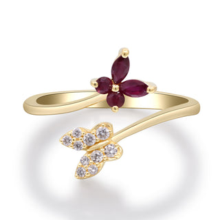 Aisha 14K Yellow Gold Marquise-Cut Mozambique Ruby Ring