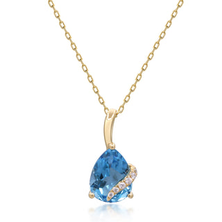 Kennedi 14K Yellow Gold Pear-Cut Swiss Blue Topaz Pendant