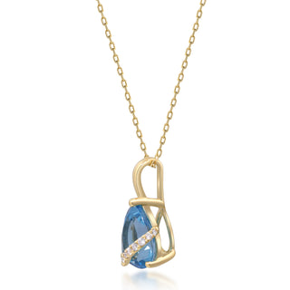 Kennedi 14K Yellow Gold Pear-Cut Swiss Blue Topaz Pendant