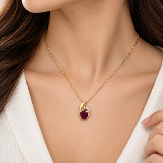 Amelie 14K Yellow Gold Oval-Cut Mozambique Ruby Pendant