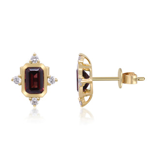 Gianna 14K Yellow Gold Emerald-Cut Garnet Earring