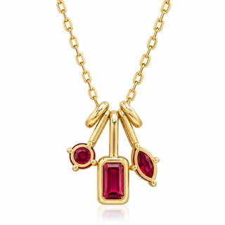Amelie 14K Yellow Gold Emerald-Cut Mozambique Ruby Pendant