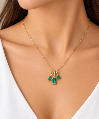 Amelie 14K Yellow Gold Emerald-Cut Zambian Emerald Pendant