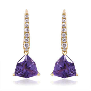 Abby 10K Yellow Gold Trillion-Cut Pink Amethyst Earrings